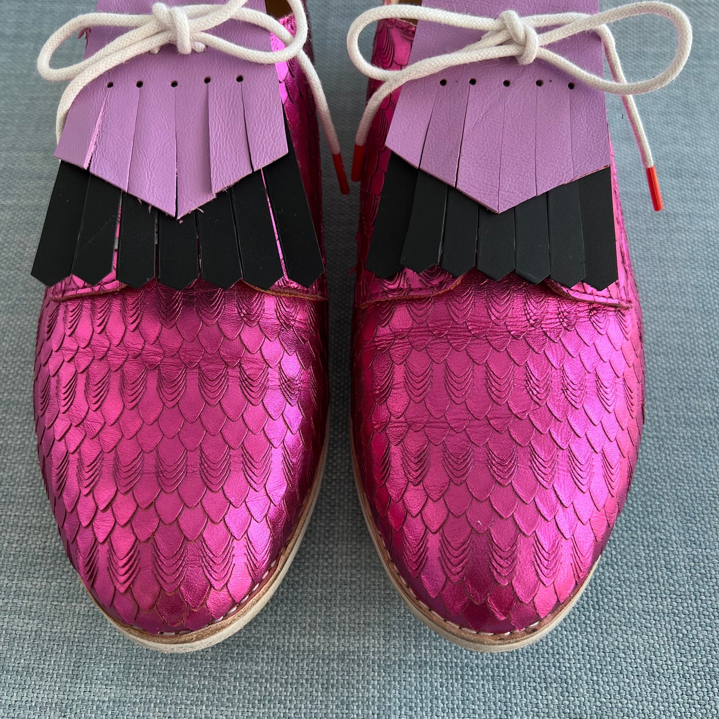 Small Leather Shoe Fringes - Mauve