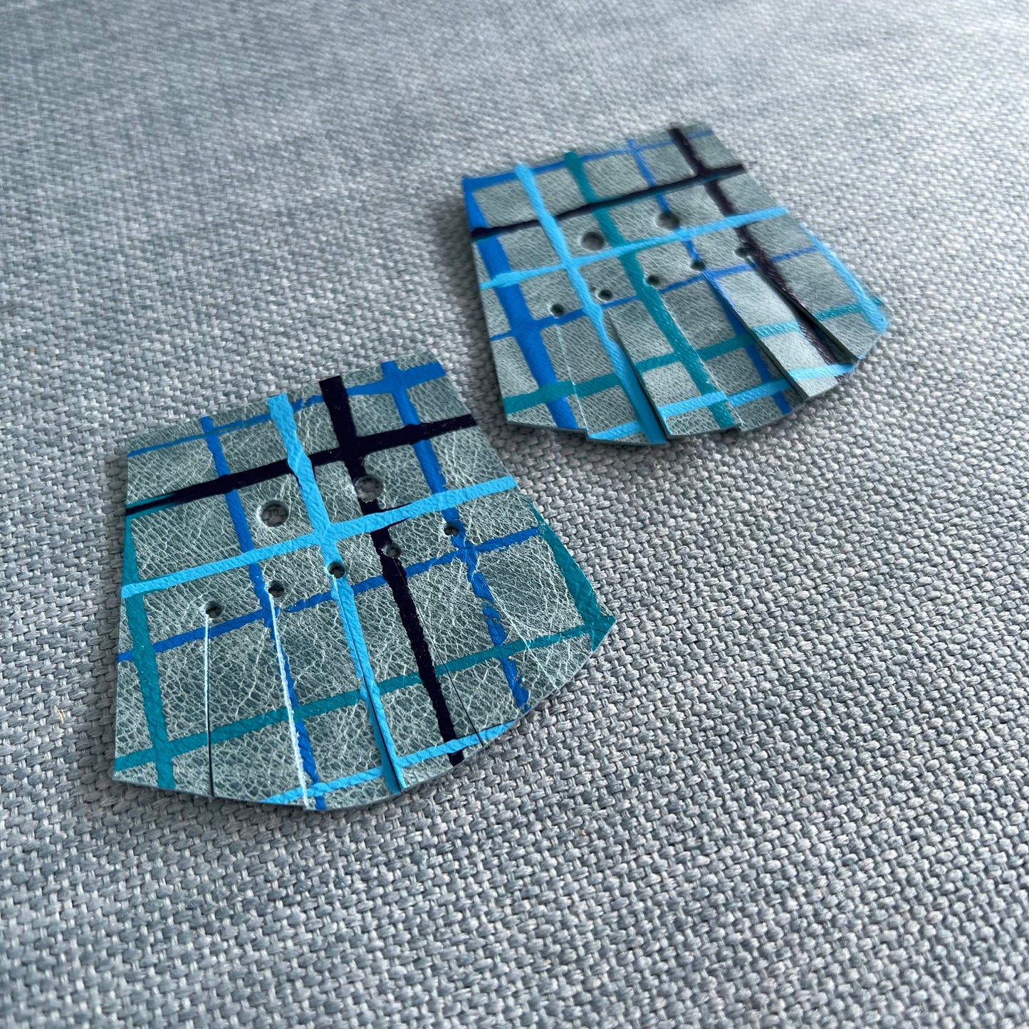 Small Leather Shoe Fringes - Blue Weave