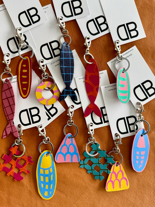 Trawlwoolway Contemporary Aboriginal Art Leather Keyrings - Upcycled Industrial Waste