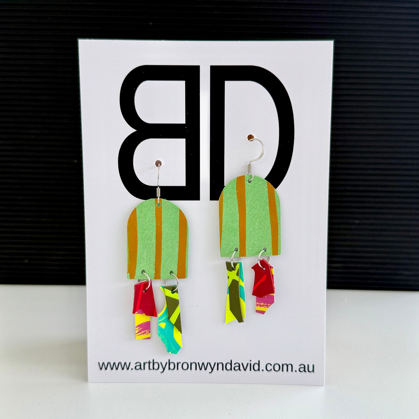 Long Arch - Handmade Painted Leather Earrings - Lightweight Statement Jewellery | Artisan Crafted