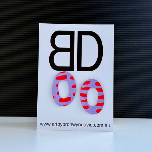 Statement Studs Small- Handmade Painted Leather Earrings - Lightweight Statement Jewellery - Aboriginal Design | Artisan Crafted