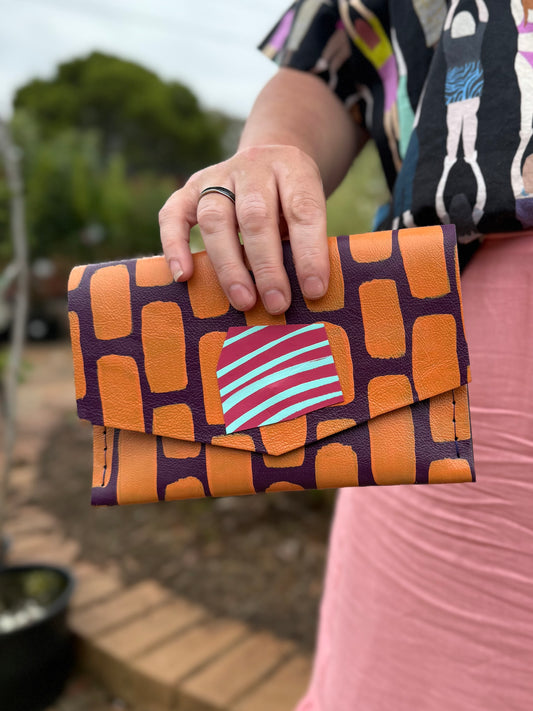 Handmade Hand-Painted Leather Clutch Purse
