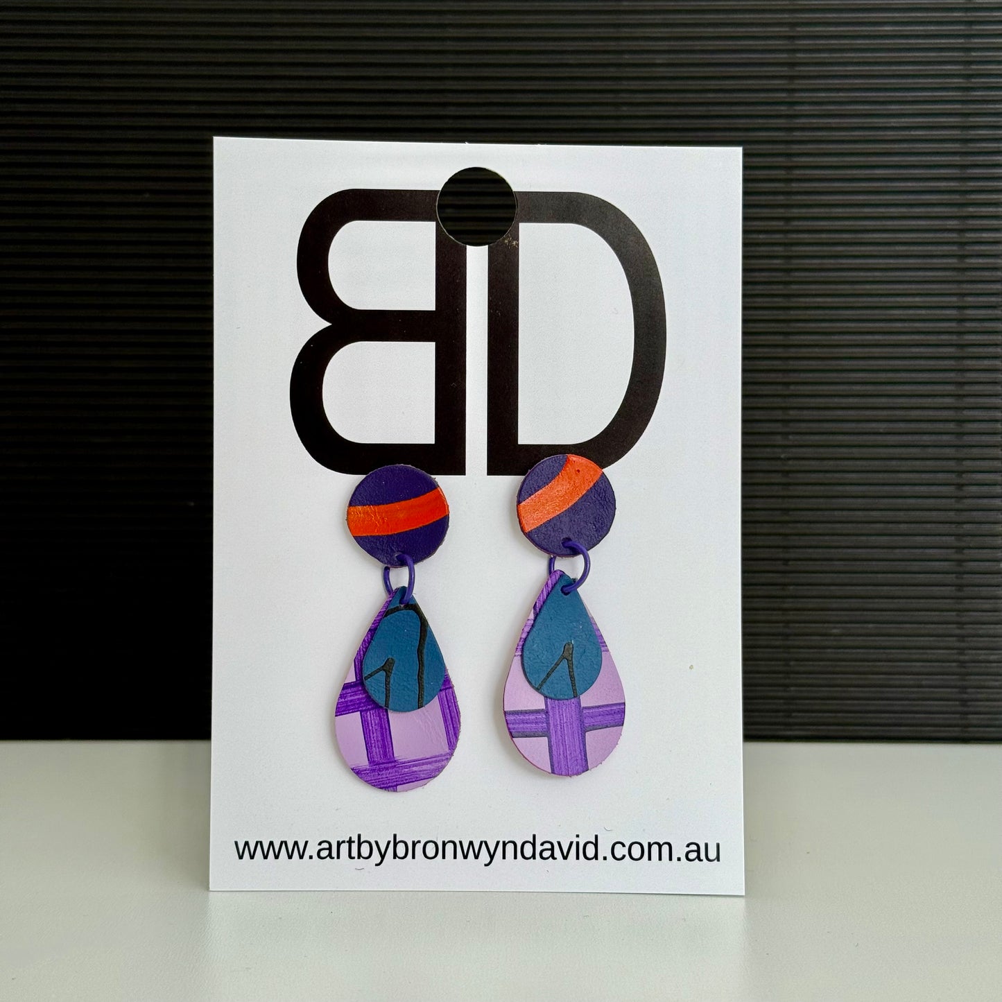 Tear Drop - Handmade Painted Leather Earrings - Lightweight Statement Jewellery | Artisan Crafted