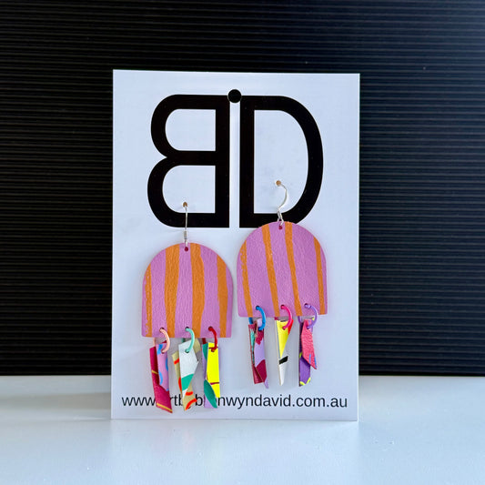 Larch Arch’s - Handmade Painted Leather Earrings - Lightweight Statement Jewellery | Artisan Crafted