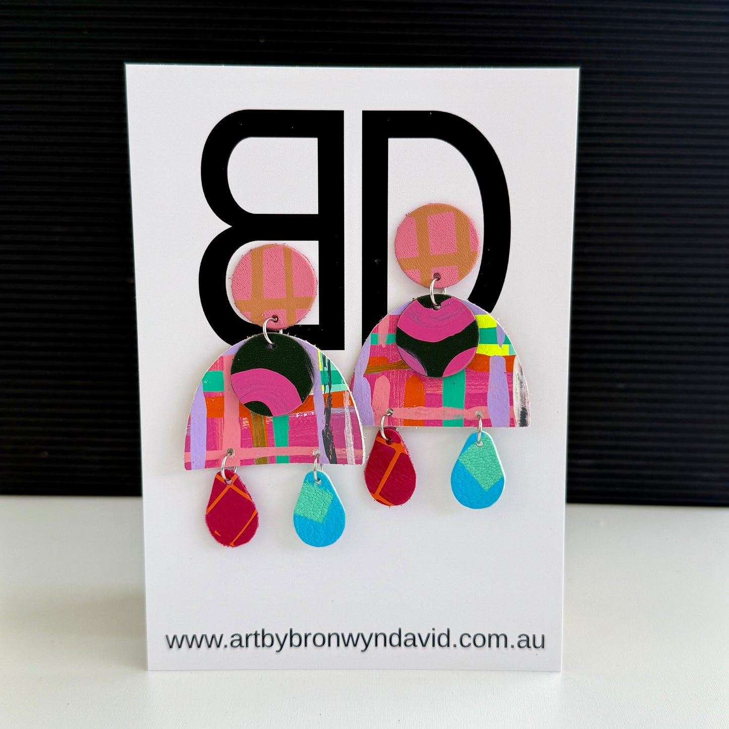 Arch Drops - Handmade Painted Leather Earrings - Lightweight Statement Jewellery | Artisan Crafted