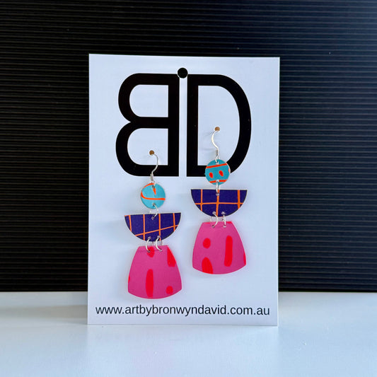 Totem Earrings - Handmade Painted Leather Earrings - Lightweight Statement Jewellery | Artisan Crafted