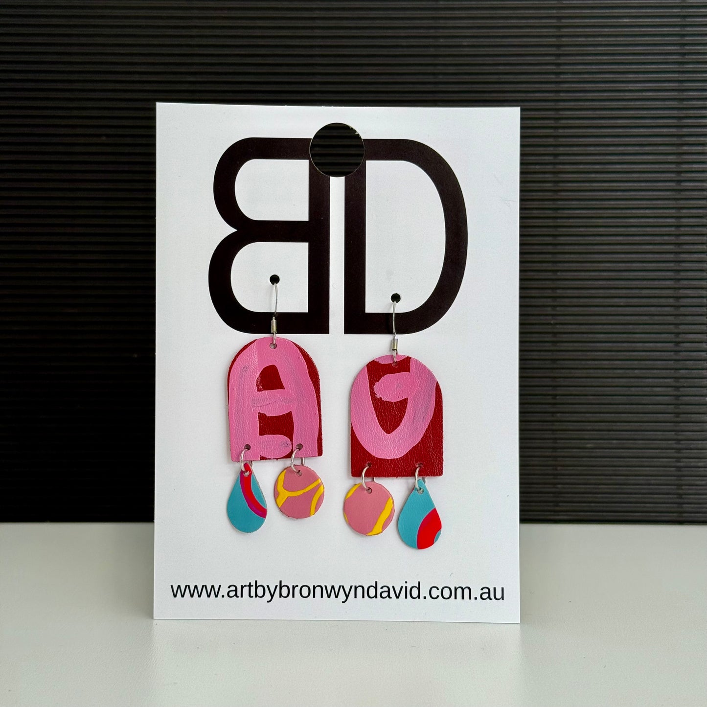 Arch Drops Large - Handmade Painted Leather Dangle Earrings - Lightweight Statement Jewelry | Artisan Crafted