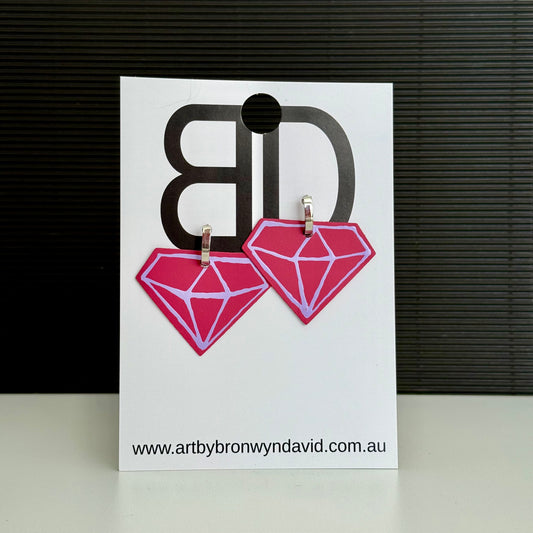 Shine Bright Like A Diamond - Handmade Painted Leather Earrings - Lightweight Statement Jewellery | Artisan Crafted