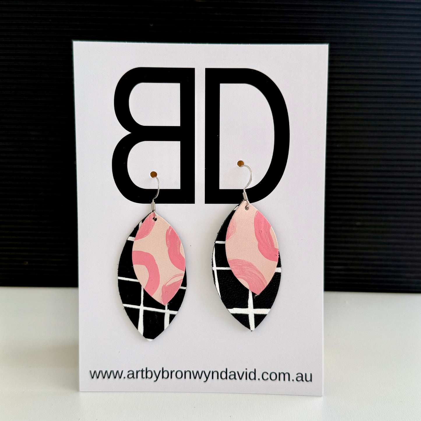 Double Leaves - Handmade Painted Leather Earrings - Lightweight Statement Jewellery | Artisan Crafted