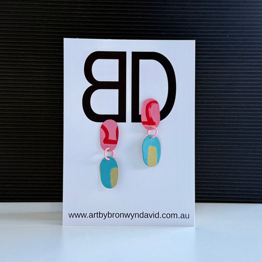 Statement Studs - Handmade Painted Leather Earrings - Lightweight Statement Jewellery | Artisan Crafted