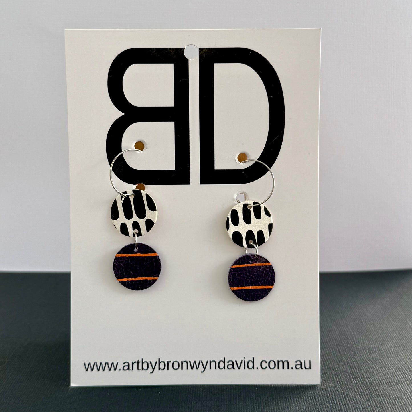 Double Hoop - Handmade Painted Leather Earrings - Lightweight Statement Jewellery | Artisan Crafted