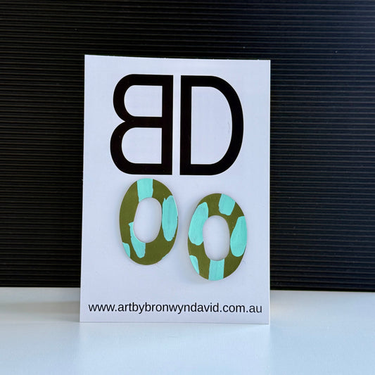 Statement Studs Small- Handmade Painted Leather Earrings - Lightweight Statement Jewellery - Aboriginal Design | Artisan Crafted