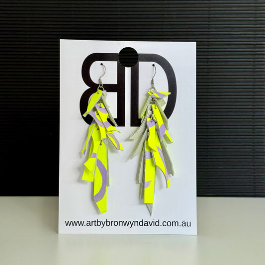 Tassel Earrings - Handmade Painted Leather Earrings - Lightweight Statement Jewellery | Artisan Crafted