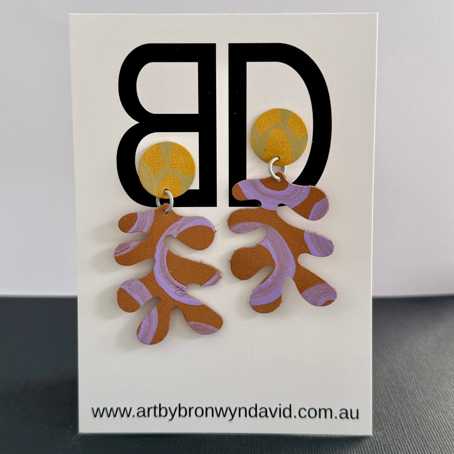 Kelp - Handmade Painted Leather Earrings - Lightweight Statement Jewellery | Artisan Crafted