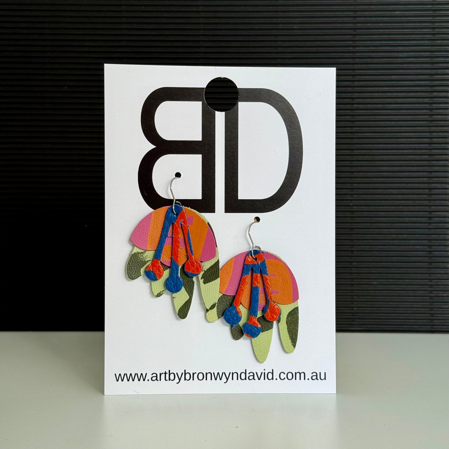 Gumnuts - Handmade Painted Leather Earrings - Lightweight Statement Jewellery | Artisan Crafted