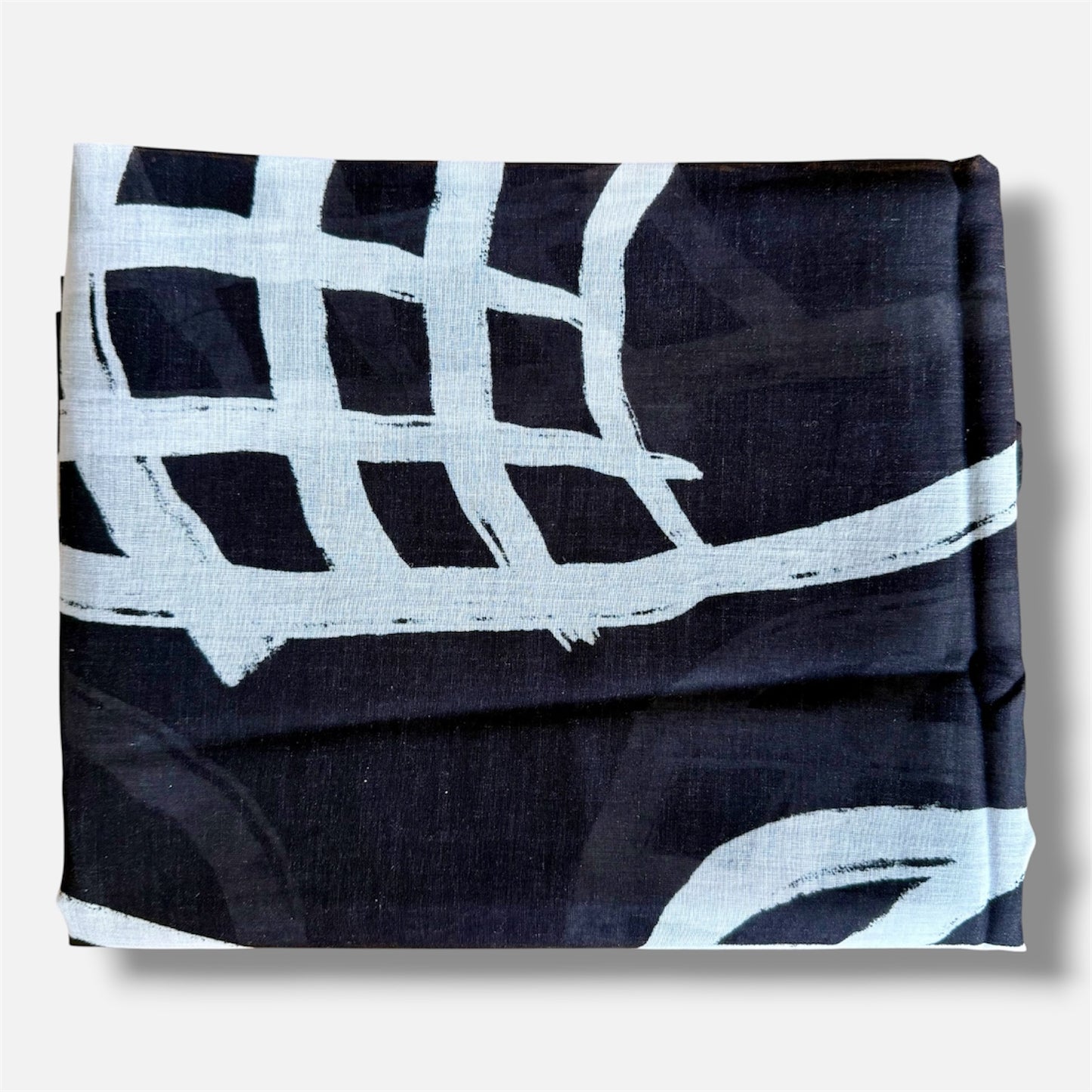 Jumbo Scarf - Black and White Legguna (Basket) | Aboriginal Art | Art by Bronwyn David