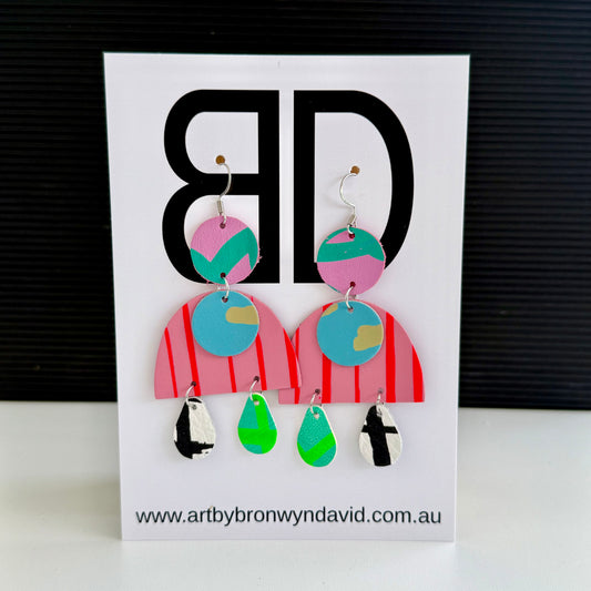 Arch Drops - Handmade Painted Leather Earrings - Lightweight Statement Jewellery | Artisan Crafted