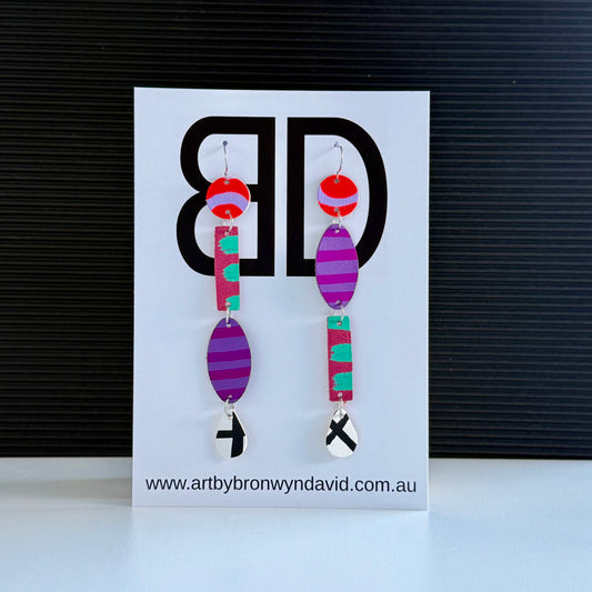 Statement Earrings - Handmade Painted Leather Earrings - Lightweight Statement Jewellery | Artisan Crafted