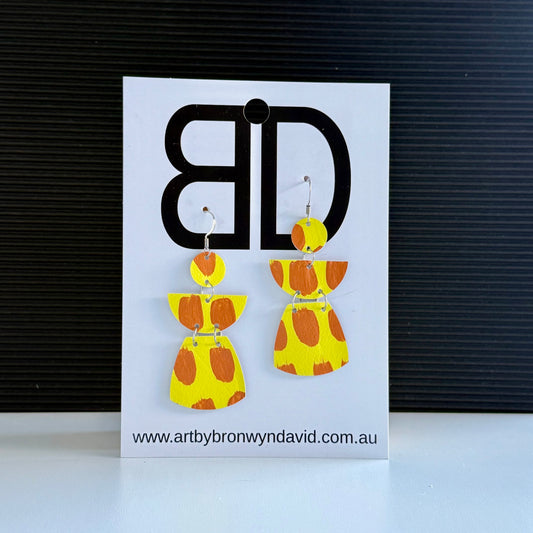 Totem Earrings - Handmade Painted Leather Earrings - Lightweight Statement Jewellery | Artisan Crafted