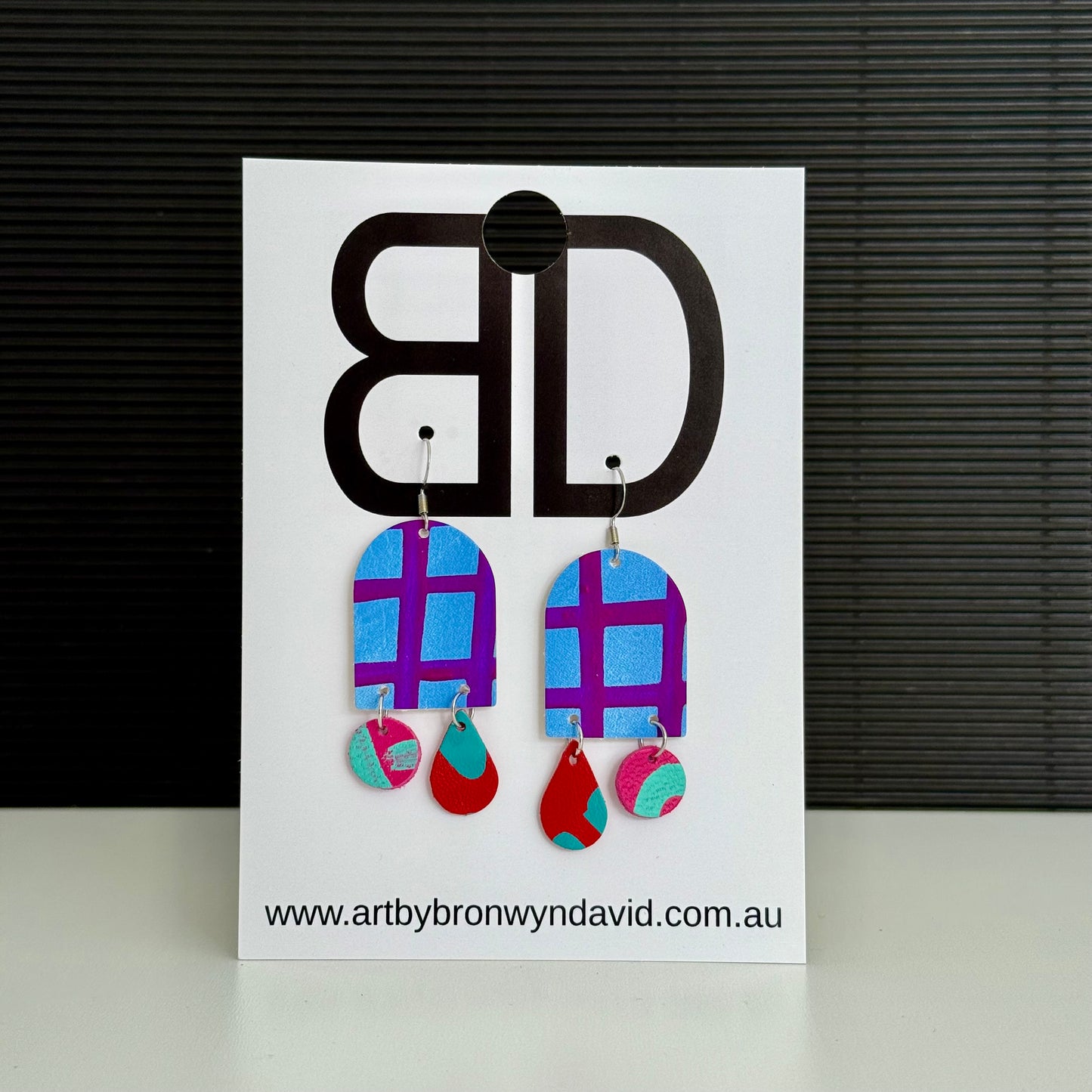 Arch Drops Large - Handmade Painted Leather Dangle Earrings - Lightweight Statement Jewelry | Artisan Crafted