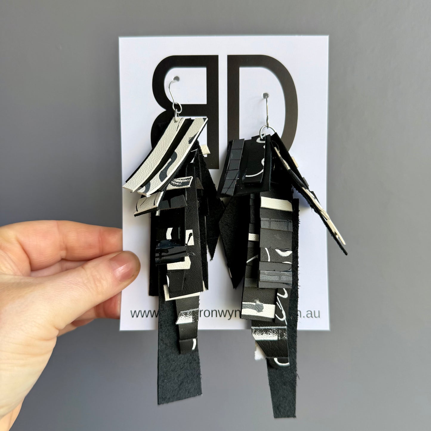 Tassels XL | Aboriginal Leather Earrings | Art by Bronwyn David