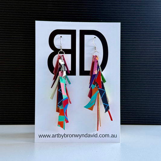 Tassel Earrings - Handmade Painted Leather Earrings - Lightweight Statement Jewellery | Artisan Crafted