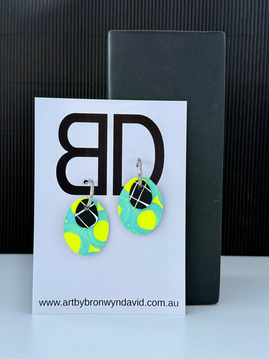 Interchangeable Huggie - Handmade Painted Leather Earrings - Lightweight Statement Jewellery | Artisan Crafted