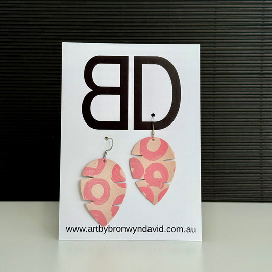 Feathers - Handmade Painted Leather Earrings - Lightweight Statement Jewellery | Artisan Crafted