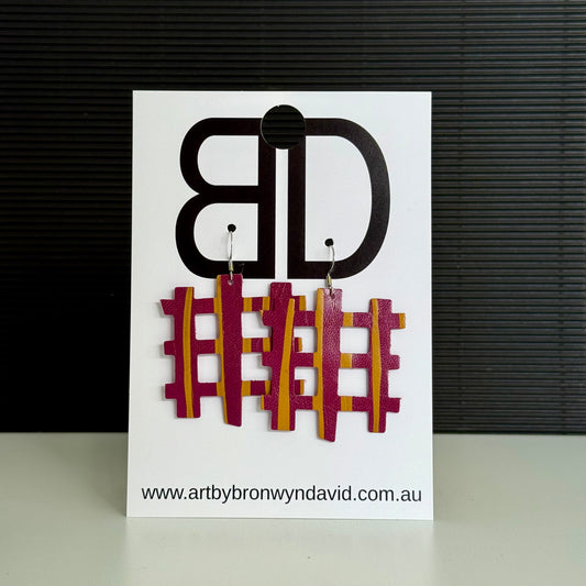 Woven Journey - Handmade Painted Leather Earrings - Lightweight Statement Jewellery | Artisan Crafted