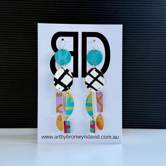 Statement Earrings - Handmade Painted Leather Earrings - Lightweight Statement Jewellery | Artisan Crafted