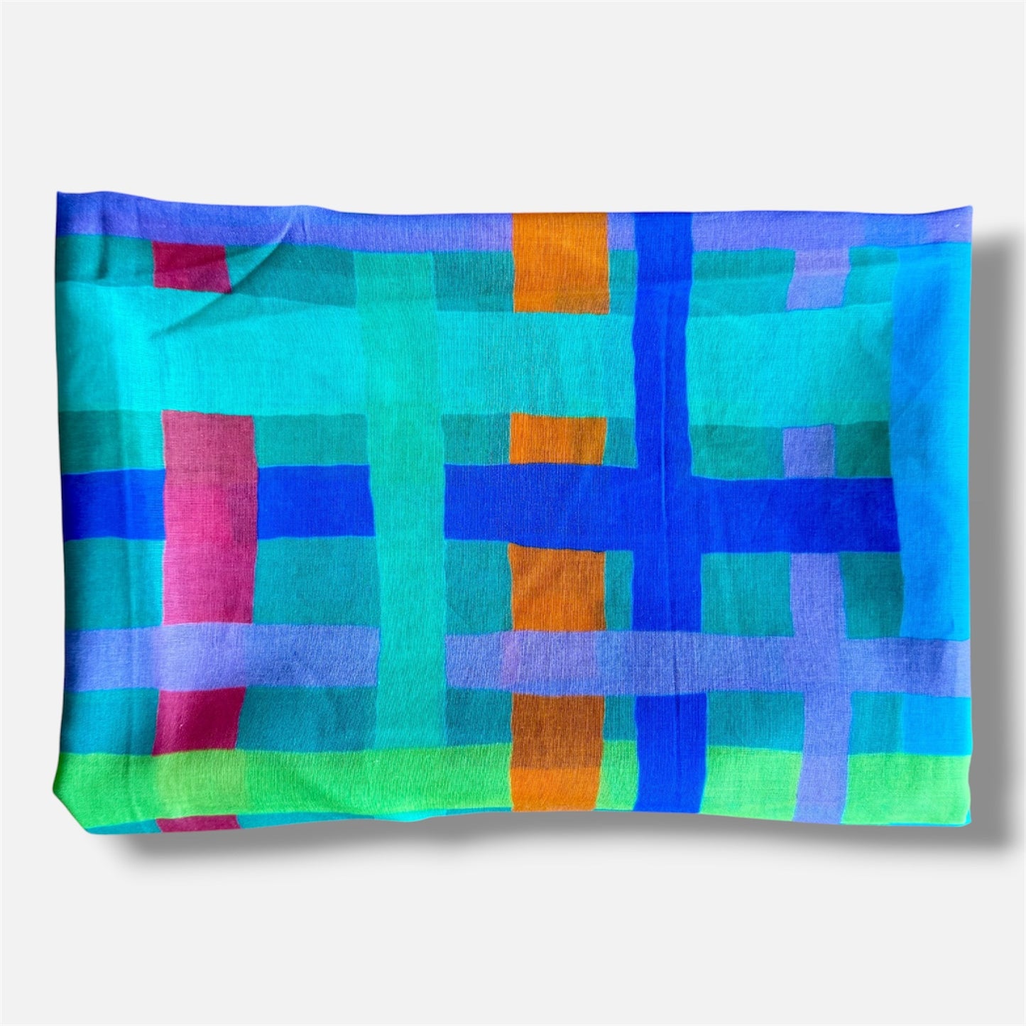 Jumbo Scarf - Green Weave | Aboriginal Art | Art by Bronwyn David