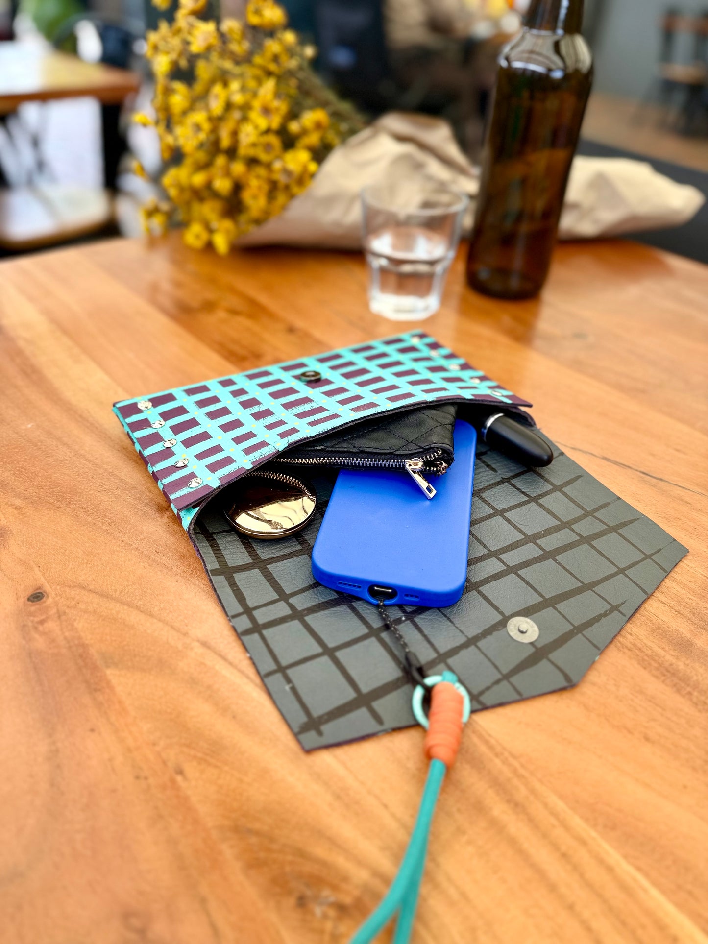 Handmade Hand-Painted Leather Clutch Purse