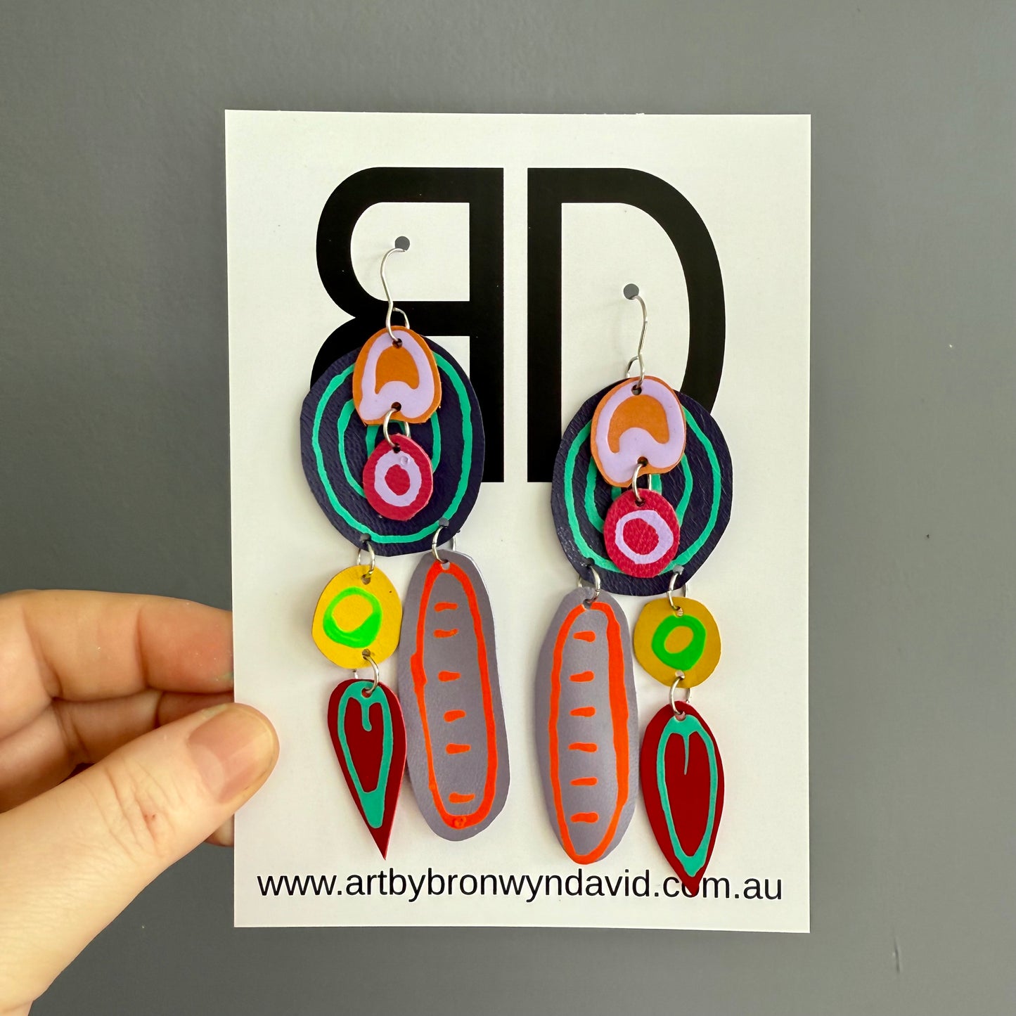 Statement Earrings - Handmade Painted Leather Earrings - Lightweight Statement Jewellery | Artisan Crafted