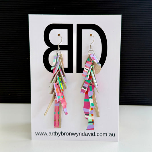 Tassel Earrings - Handmade Painted Leather Earrings - Lightweight Statement Jewellery | Artisan Crafted