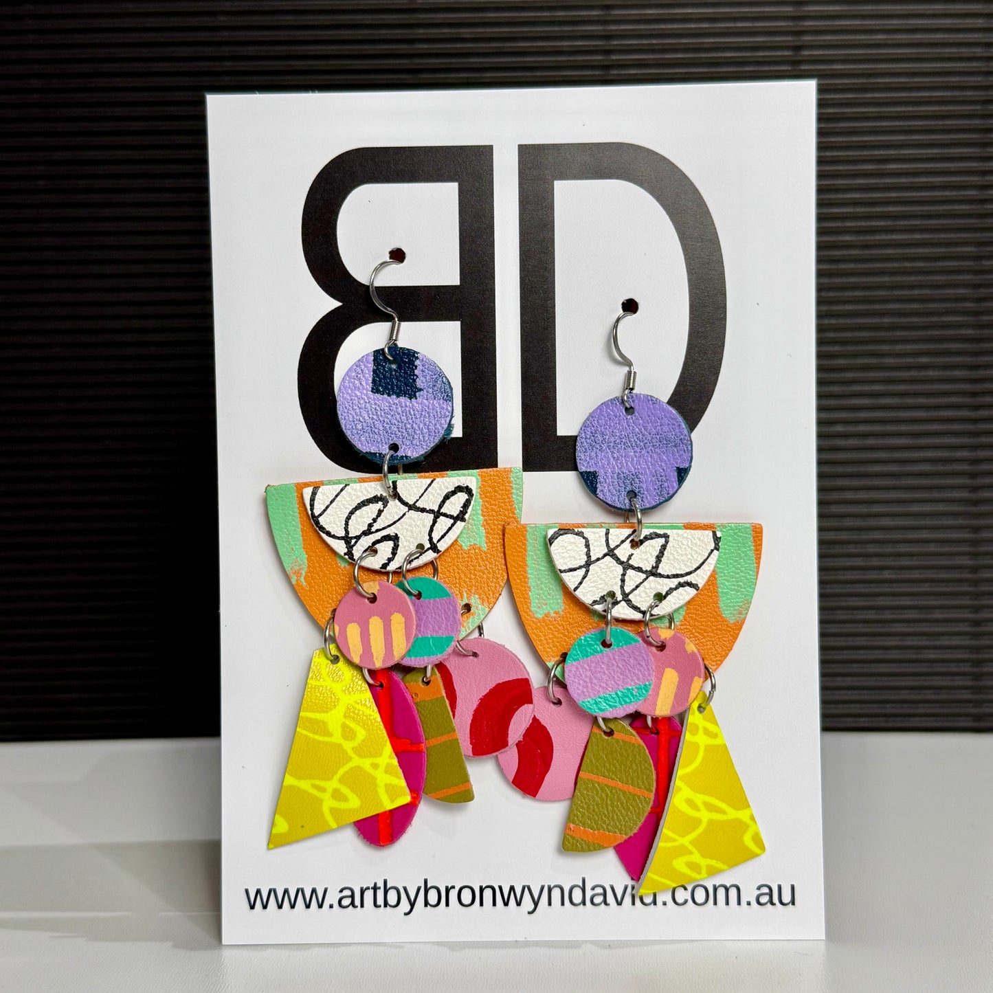Dolly Dangles Mango and Pistachio | Aboriginal Leather Earrings | Art by Bronwyn David