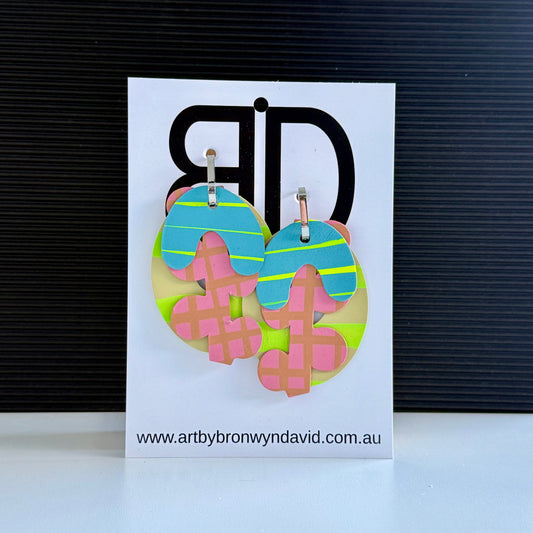 Interchangeable Connections - Handmade Painted Leather Earrings - Lightweight Statement Jewellery | Artisan Crafted
