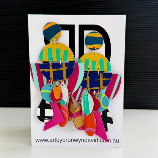 Dolly Statements XL - Handmade Painted Leather Earrings - Lightweight Statement Jewellery | Artisan Crafted