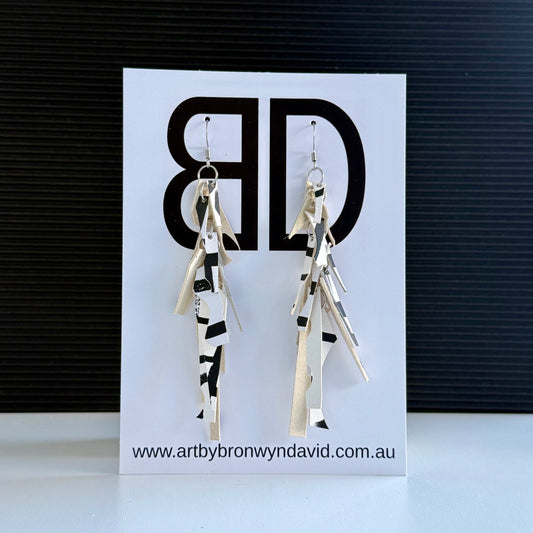 Tassel Earrings - Handmade Painted Leather Earrings - Lightweight Statement Jewellery | Artisan Crafted