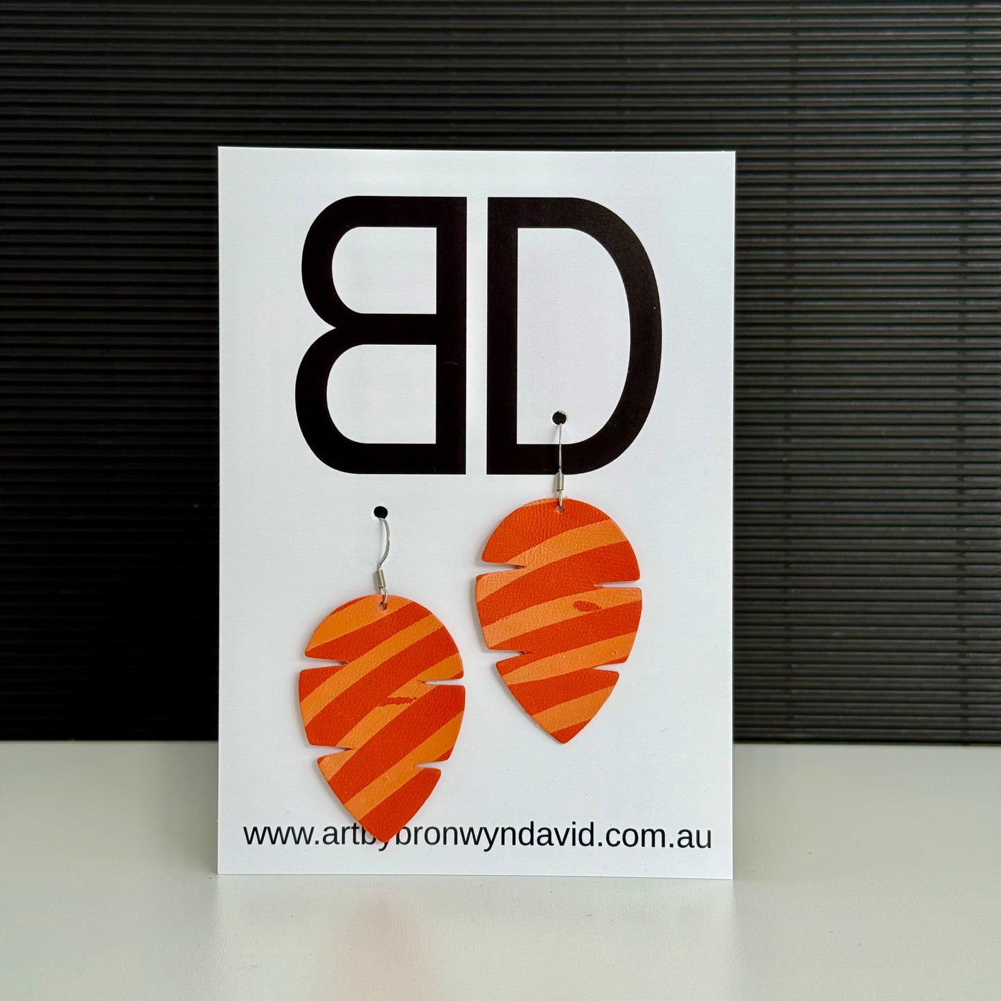 Feathers - Handmade Painted Leather Earrings - Lightweight Statement Jewellery | Artisan Crafted