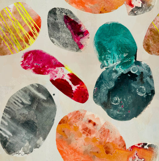 Silk Scarf - ‘Beach Boulders’ 65 x 65 cm