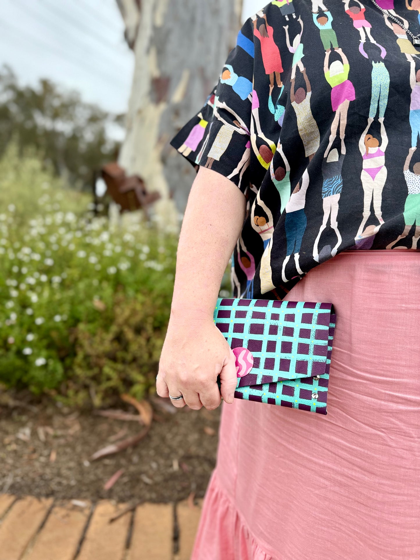 Handmade Hand-Painted Leather Clutch Purse