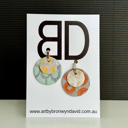 Christmas Collection - Handmade Painted Leather Earrings - Lightweight Statement Jewellery | Artisan Crafted