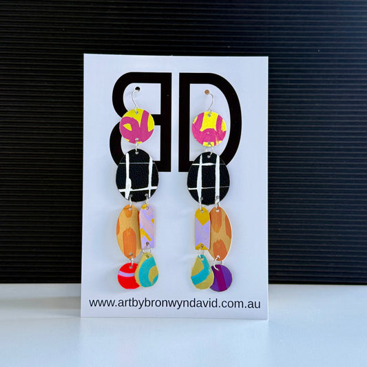 Statement Earrings - Handmade Painted Leather Earrings - Lightweight Statement Jewellery | Artisan Crafted