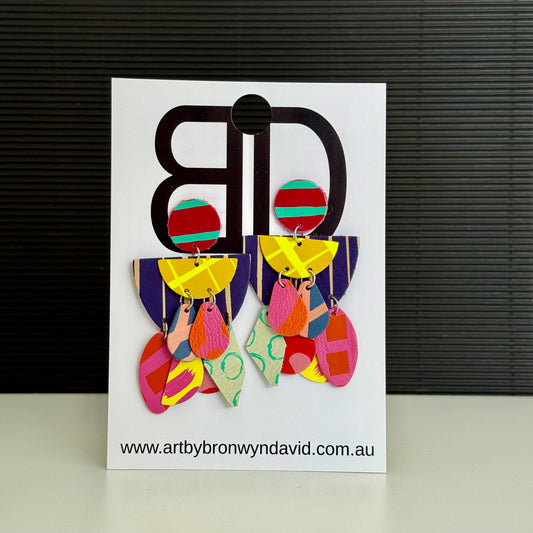 Dolly Statements - Handmade Painted Leather Earrings - Lightweight Statement Jewellery | Artisan Crafted