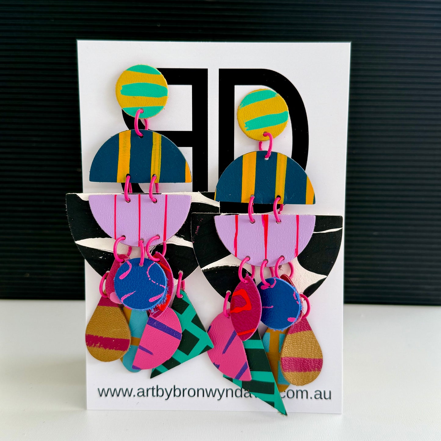 Dolly Statements XL - Handmade Painted Leather Earrings - Lightweight Statement Jewellery | Artisan Crafted