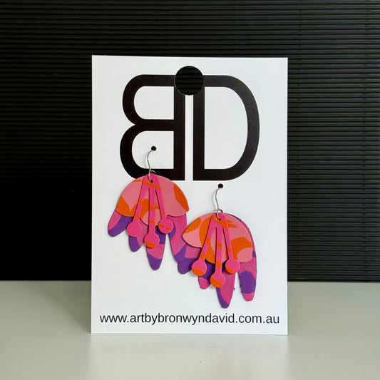 Gumnuts - Handmade Painted Leather Earrings - Lightweight Statement Jewellery | Artisan Crafted