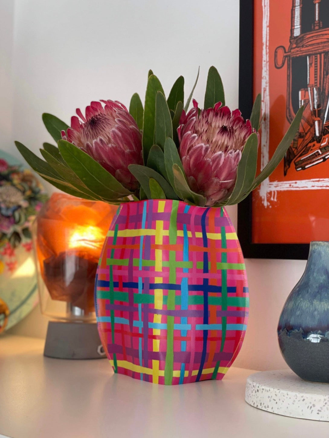 Gum Leaves Flat Vase | Vegan Leather | Art by Bronwyn David
