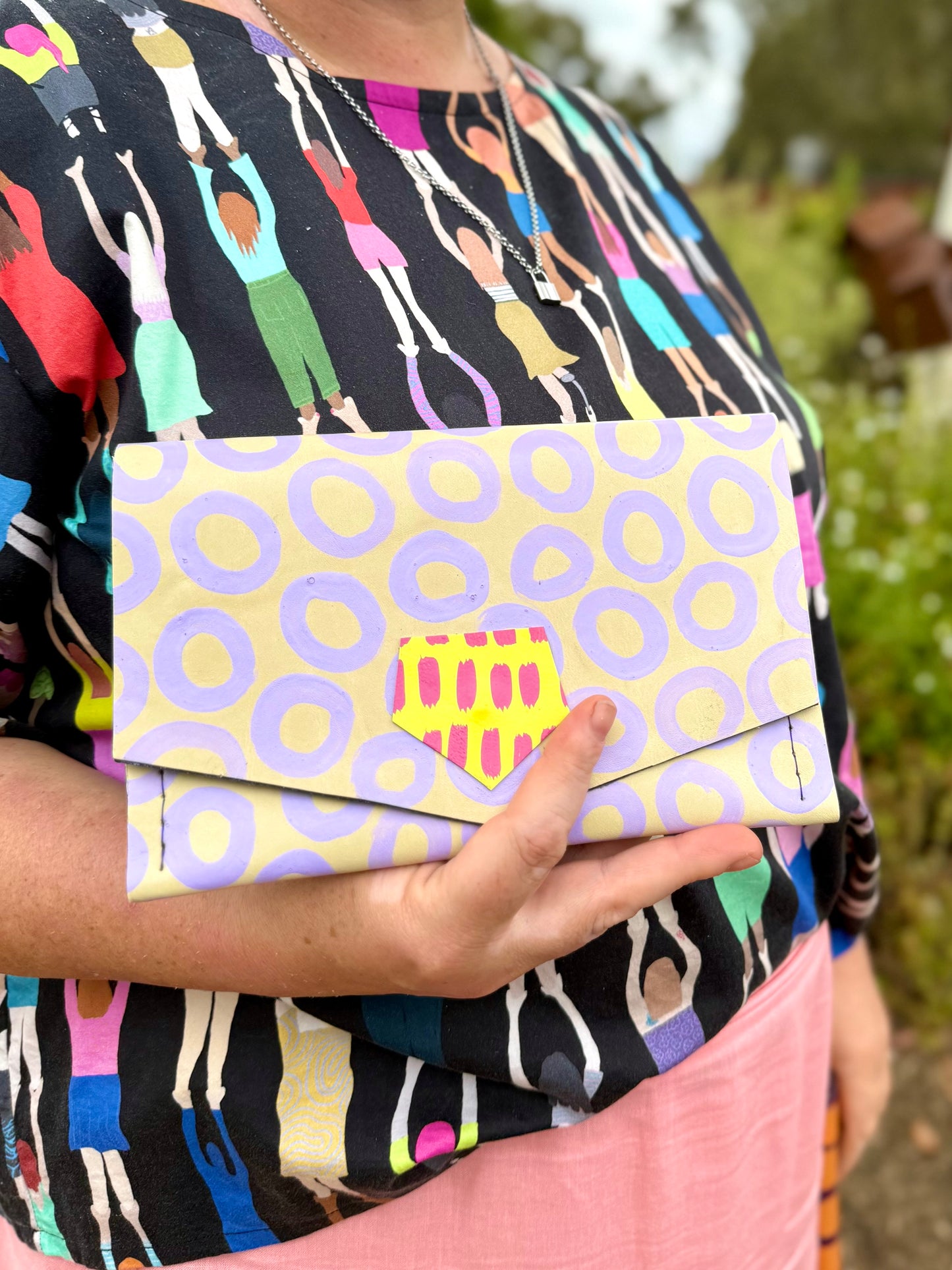 Handmade Hand-Painted Leather Clutch Purse