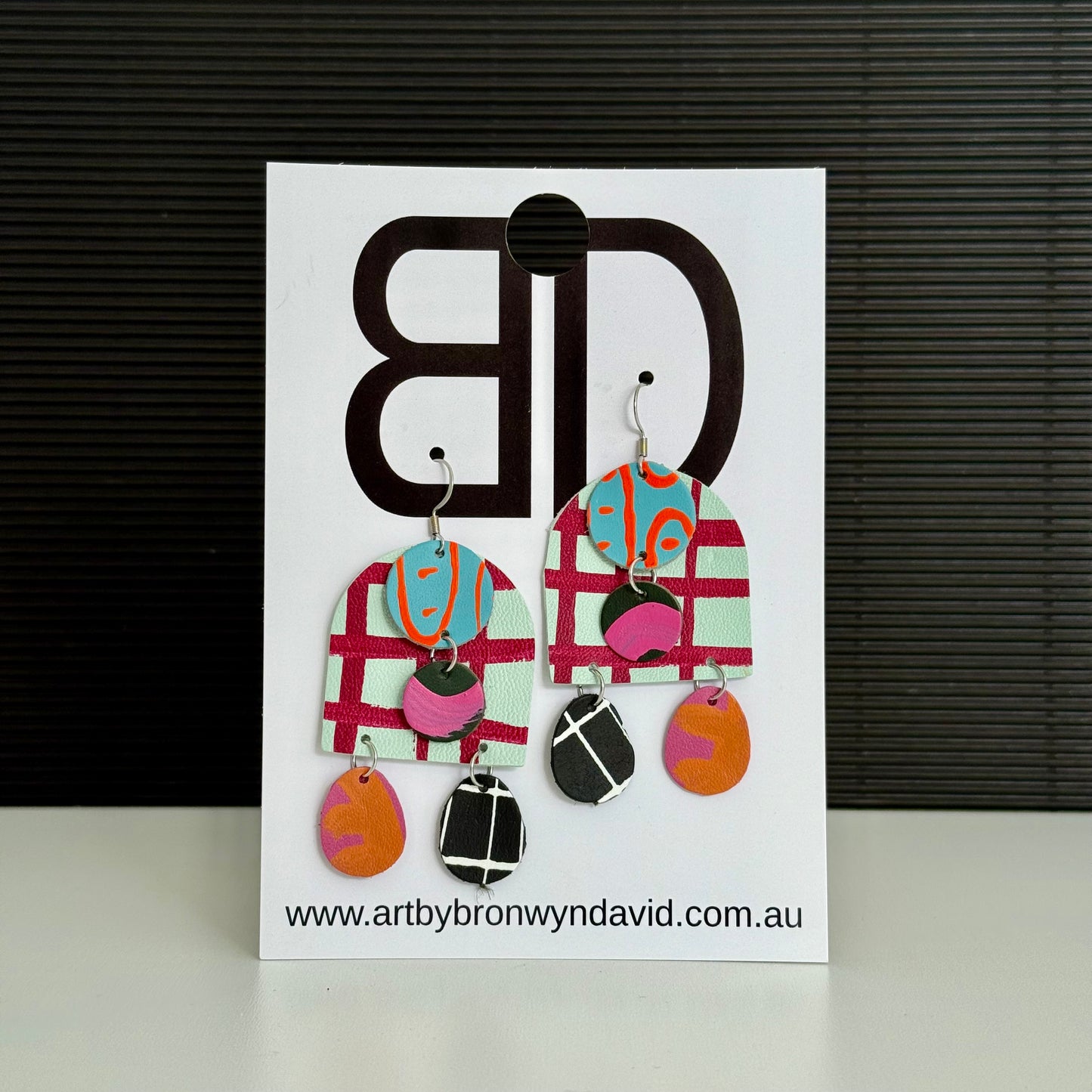 Arch Drops Large - Handmade Painted Leather Dangle Earrings - Lightweight Statement Jewelry | Artisan Crafted