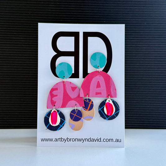 Arch Drops - Handmade Painted Leather Earrings - Lightweight Statement Jewellery | Artisan Crafted